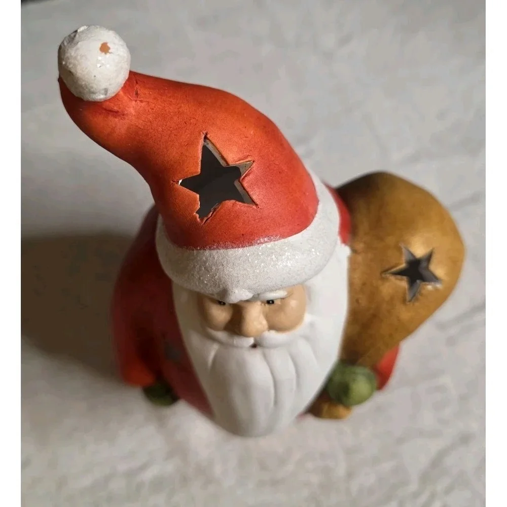 Ceramic Santa Claus Votive Candle Holder 9.5